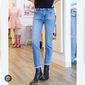 FRAME | Le High Straight Jeans Raw Hem Blue Sz 26